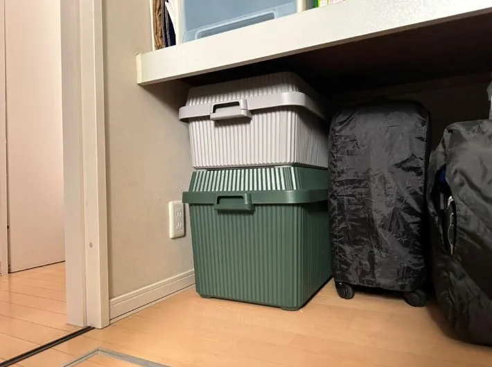 防災グッズを保存している写真