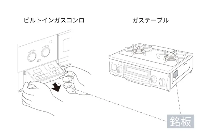 『ビルトインガスコンロ』と『ガステーブル』の画像