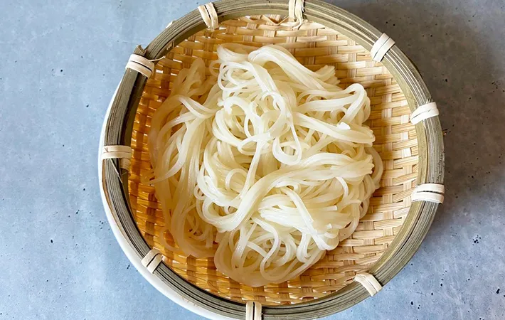 普段通りゆでたそうめんの画像（撮影：エニママ）