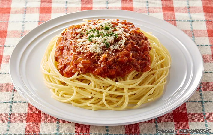 ミートソースパスタの写真