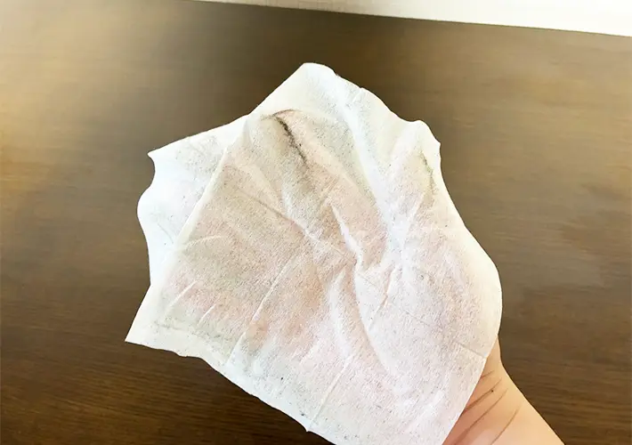 紙おしぼりの活用写真（撮影：grapeライフハック編集部）