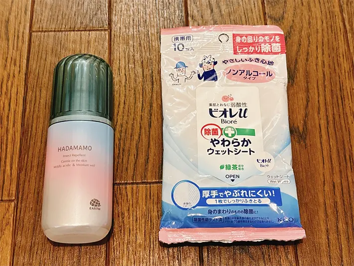 虫よけとウェットシートの写真（撮影：grapeライフハック編集部）