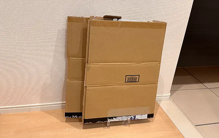 イゼールをダンボールストッカー代わりにしている写真（撮影：grapeライフハック編集部）