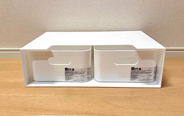 ファイルボックスと積み重ね収納ボックスの写真（撮影：grapeライフハック編集部）