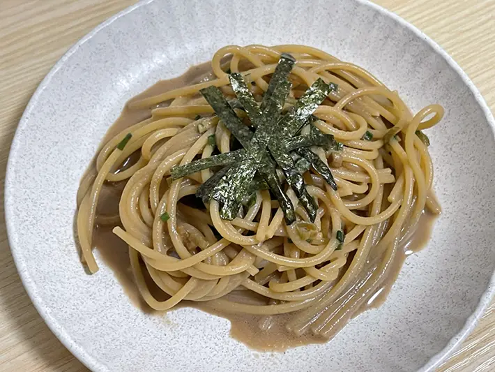 ねりゴマパスタの写真（撮影：grapeフード編集部）