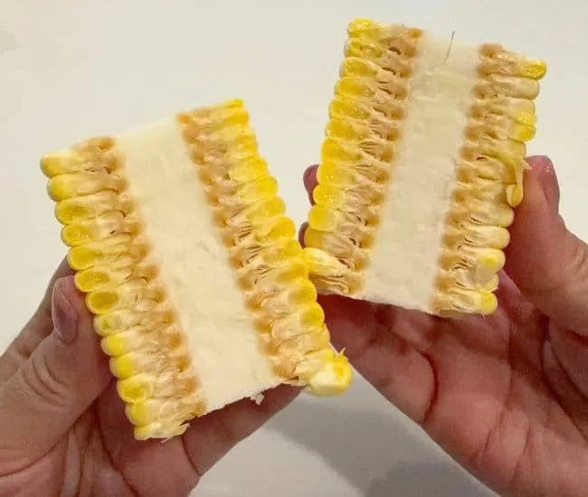 縦に切ったトウモロコシ（撮影：grapeフード編集部）