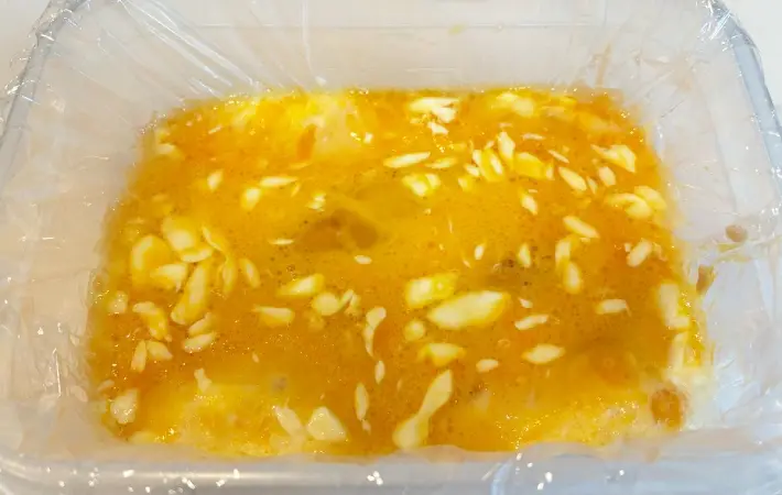 加熱後に混ぜた卵液の画像（撮影：エニママ）