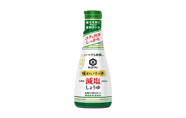 『キッコーマン いつでも新鮮 味わいリッチ減塩しょうゆ』の写真