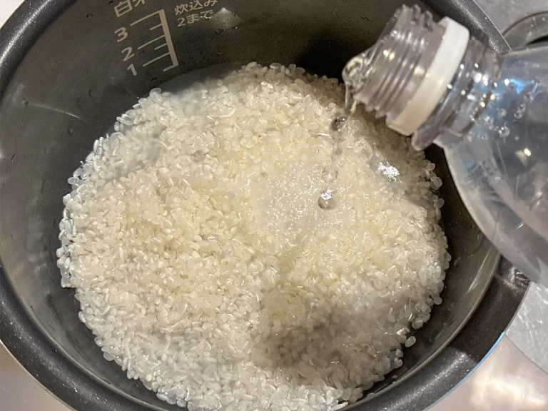 炊飯器に炭酸水を注ぐ場面(撮影:grapeフード編集部)