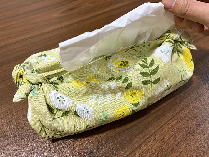ティッシュを引き出す場面（撮影：grapeライフハック編集部）