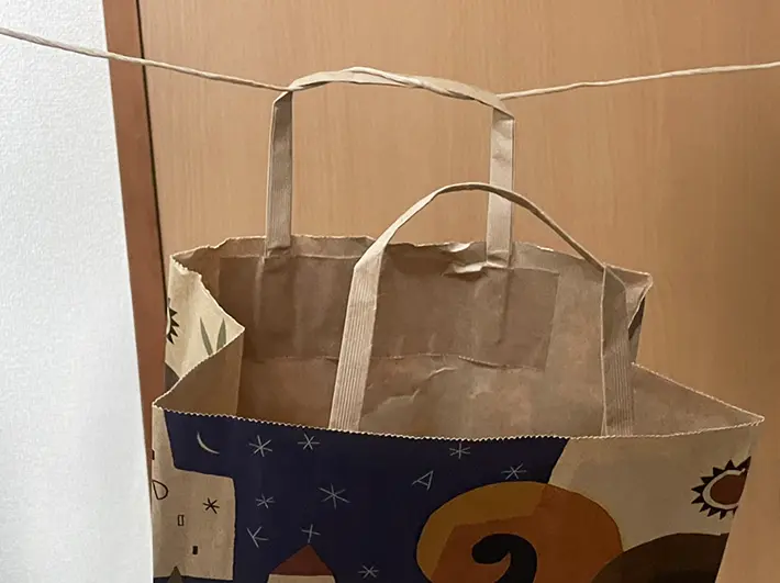 紙袋が正面を向いている写真（撮影：grapeライフハック編集部）