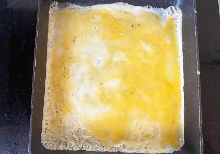 卵液を流し入れた画像（撮影：エニママ）