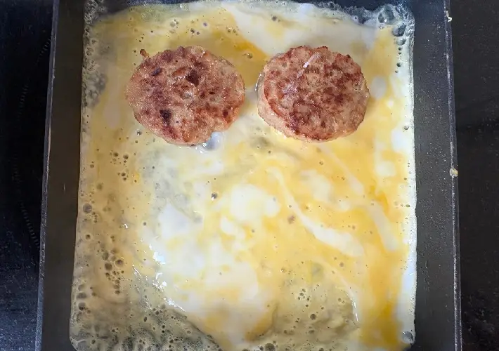冷凍ハンバーグを並べた画像（撮影：エニママ）