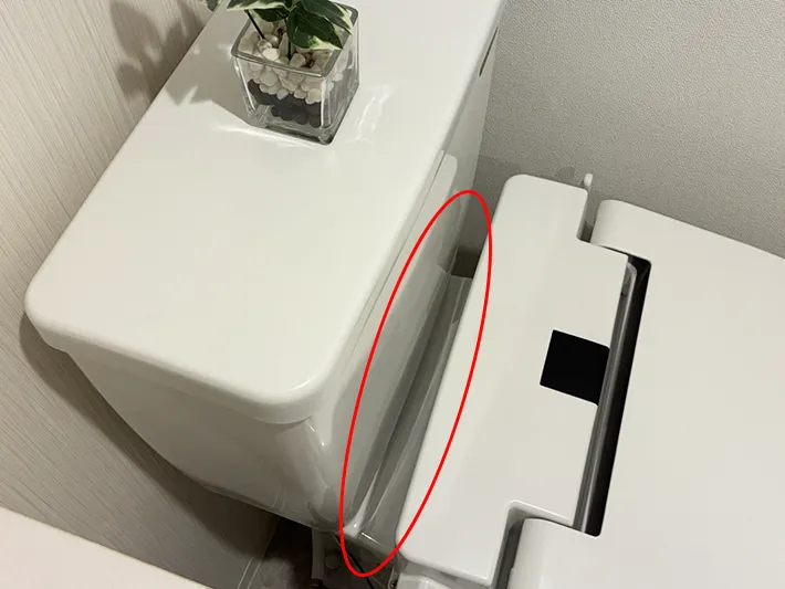 トイレの便器とタンクの間の隙間（撮影：grapeライフハック編集部）
