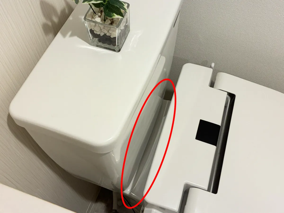 トイレの便器とタンクの間の隙間（撮影：grapeライフハック編集部）