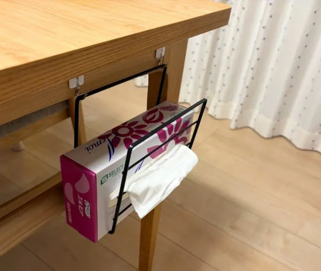 ボックスティッシュを収納した様子（撮影：grapeライフハック編集部）