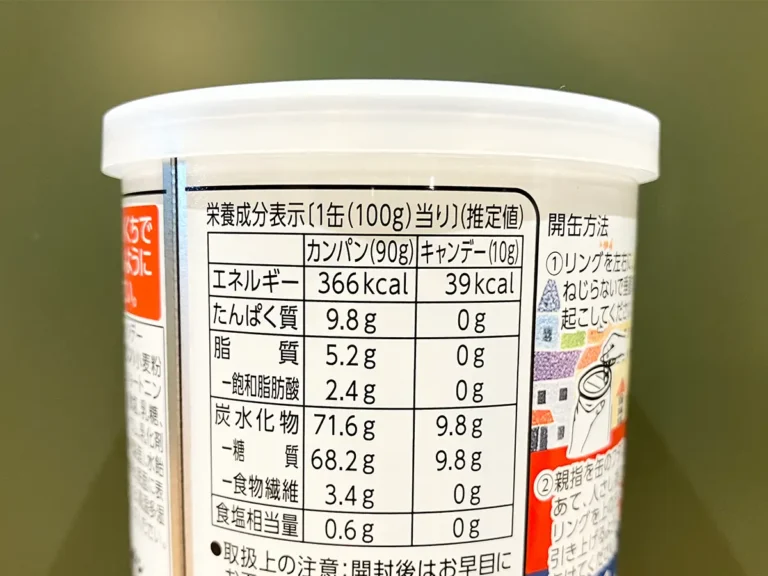 栄養成分表示(撮影:grapeフード編集部)