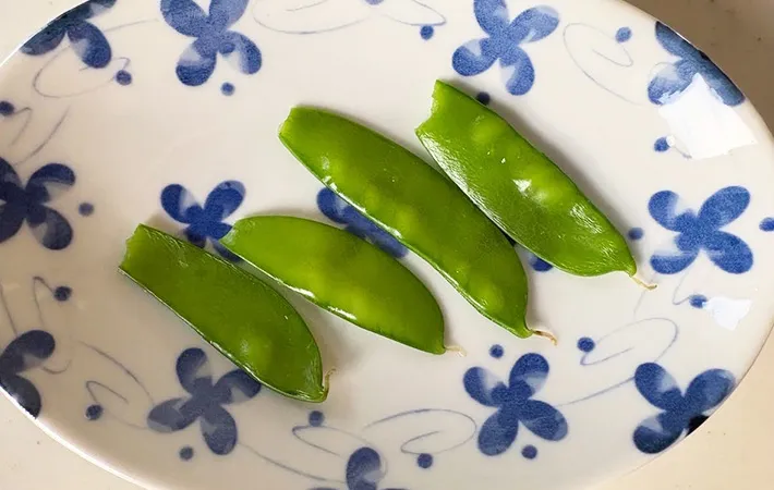 さやえんどうを塩ゆでした画像（撮影:エニママ）