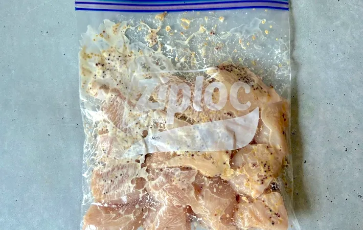 ジッパー付き保存袋に入れた鶏むね肉の画像（撮影：エニママ）