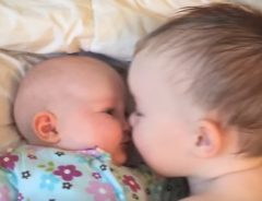 泣く赤ちゃんをあやすのは、まだ赤ちゃんの兄　ハッピーをくれる映像