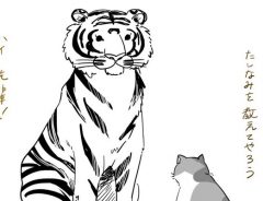 獰猛なトラも、猫センパイにかかれば猫になる！？　可愛いイラストにずっきゅん