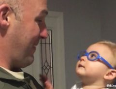 初めてパパの顔を見た、視覚障がいの赤ちゃん　２人の姿に目頭が熱くなる