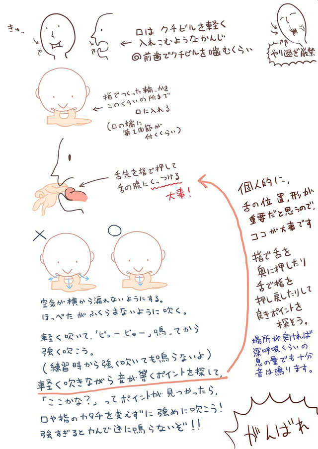 すげぇ めっちゃ鳴った 指笛の吹きかたイラストを試してみると Grape グレイプ